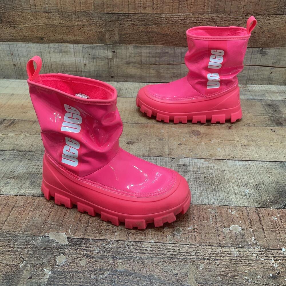 UGG 1144059 Snow Boots Womens Size 6 37 Pink Rubber Waterproof Mid Calf Winter